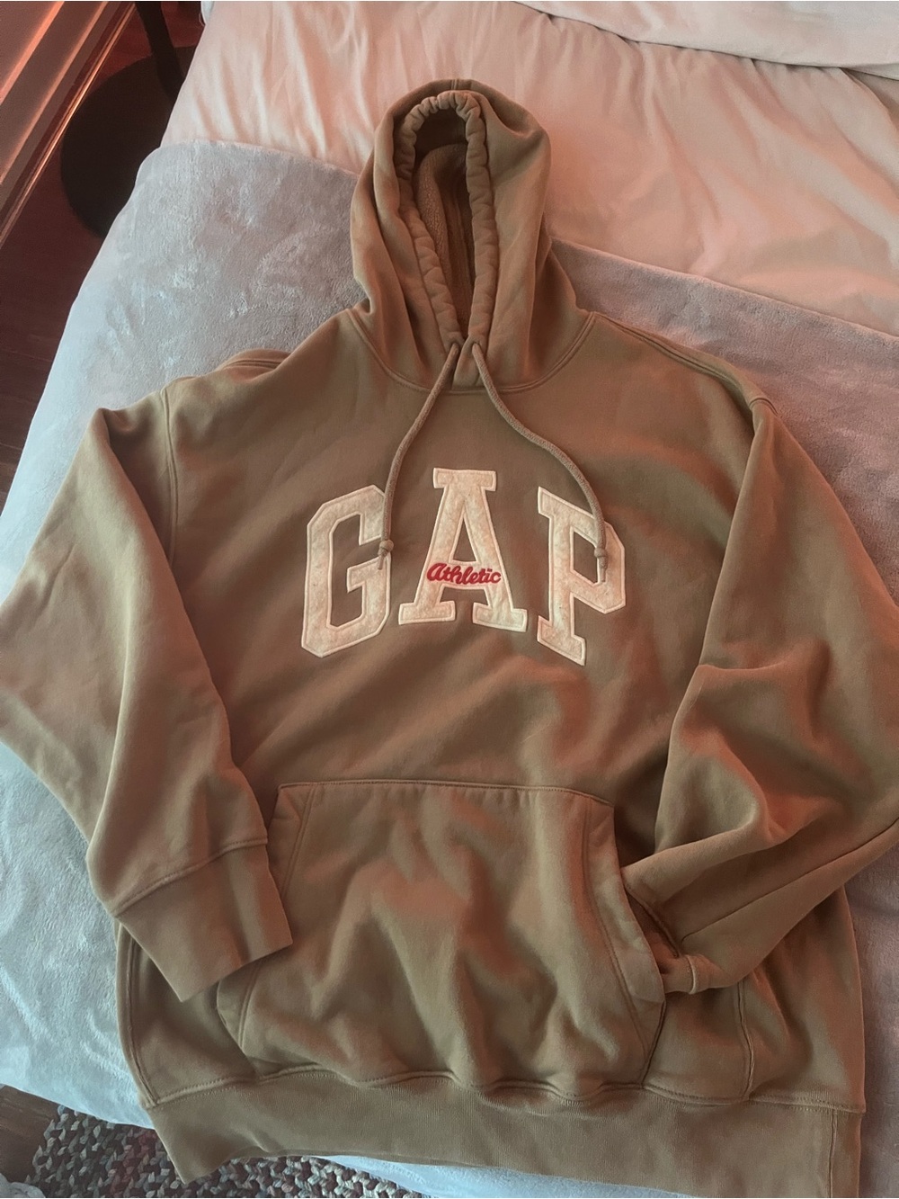 GAP Crewneck Hoodie in Tan with White Logo